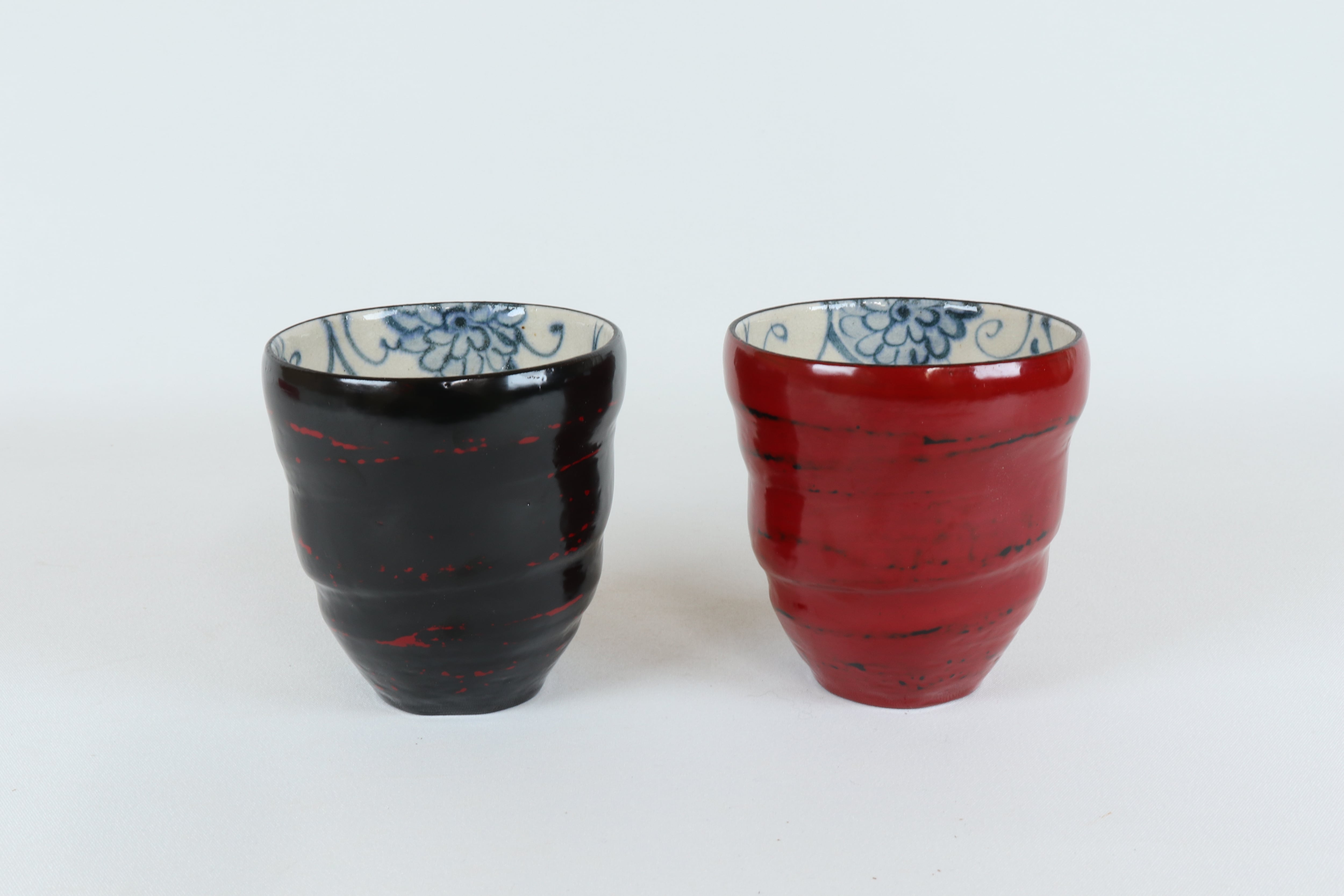 漆陶 湯呑ペアセット 渕花唐草 【限定品】