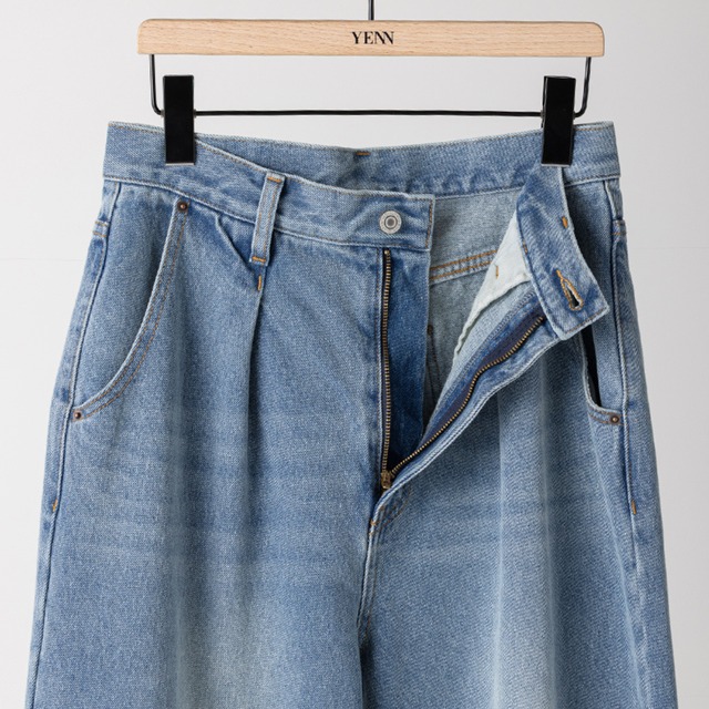 【YENN（イエン）】LACE HEM TUCK DENIM