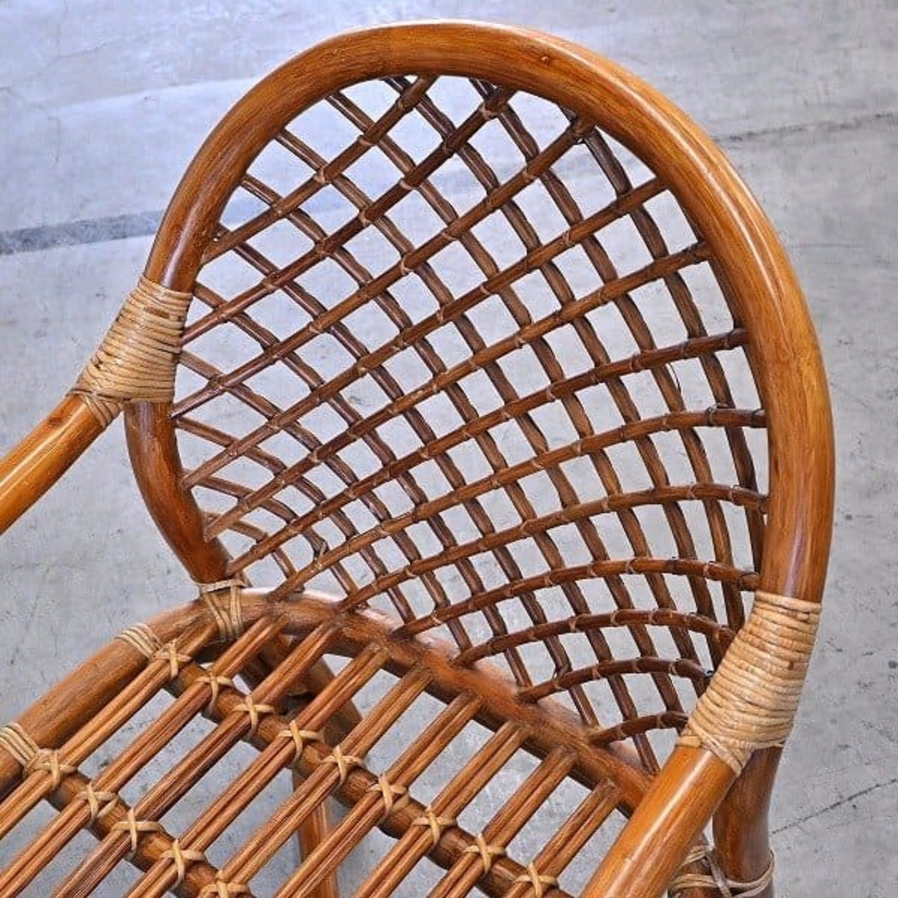 KAZAMA ラタンチェアb バンブー アーム 椅子 籐 ダイニングチェア ビンテージ 古民家 アジアン リゾート【中古家具/中古インテリア/USED家具ユーズド家具/リサイクル】