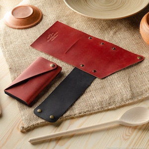 421 Minimalist leather wallet / phone case Fragola Red