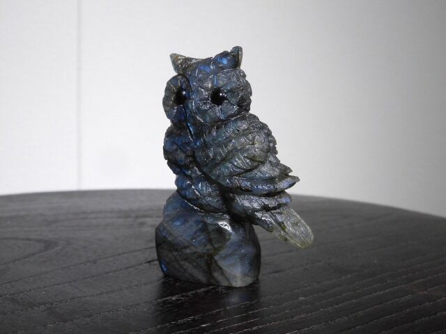 福を呼ぶ【送料無料】【高品質】ラブラドライトふくろう　no.1