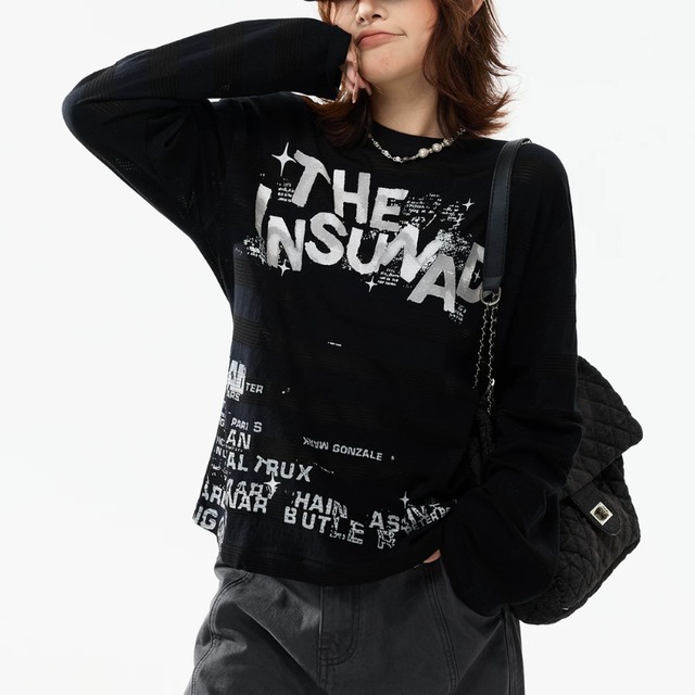 distortion logo print long tee　ディストーションロゴプリントロングティー　J2109