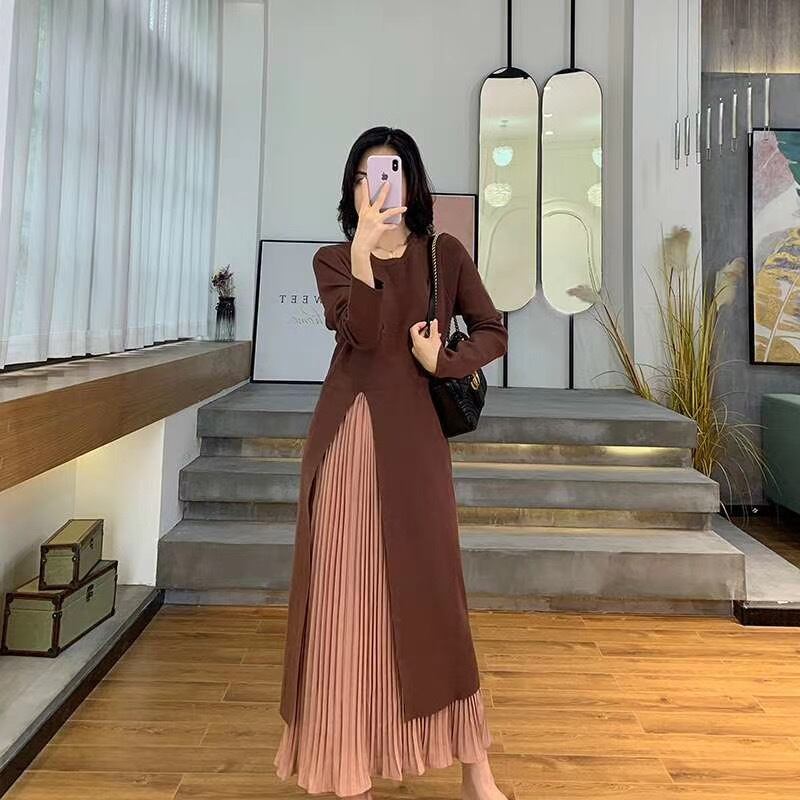 切り替えプリーツワンピース