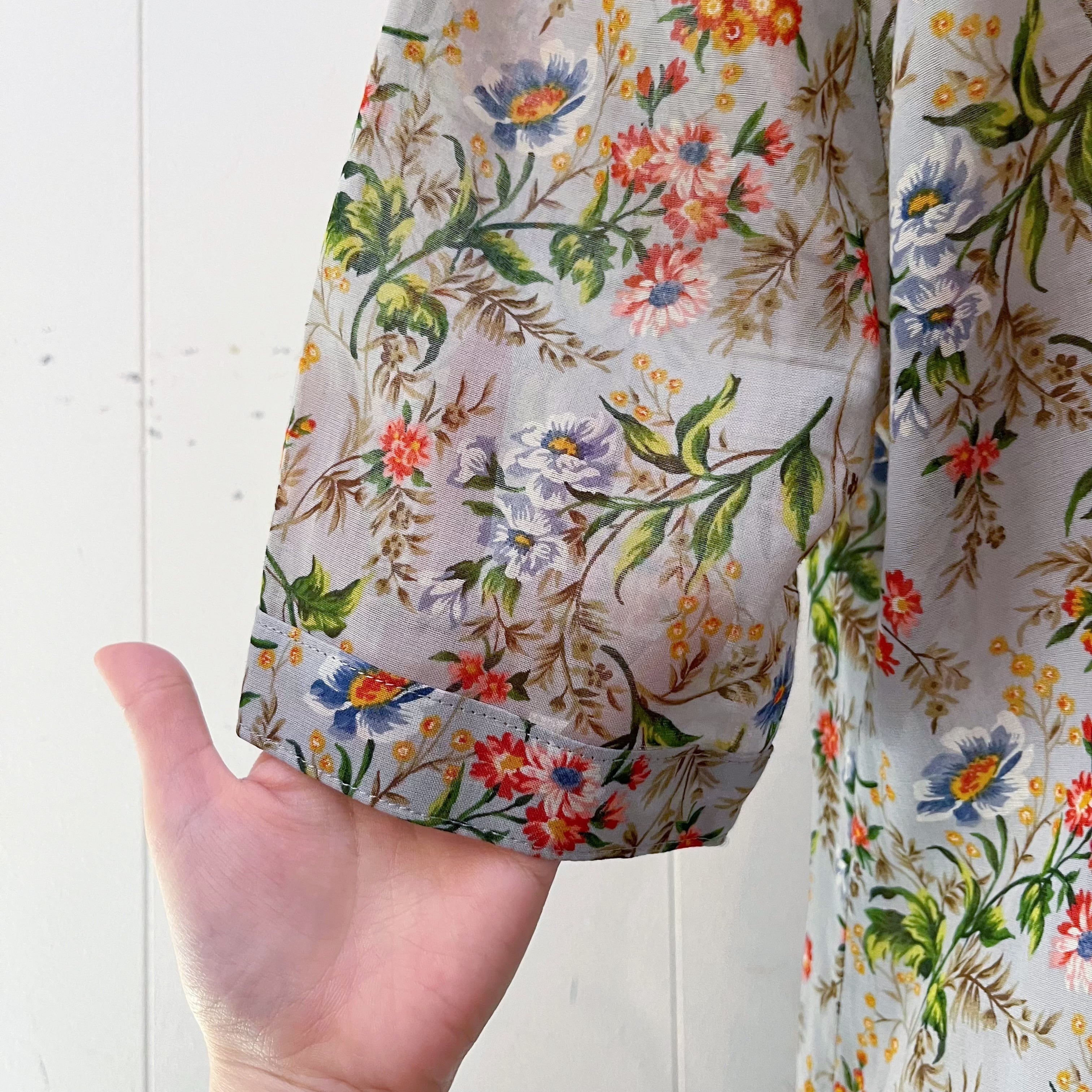 botanical flower light blue one-piece