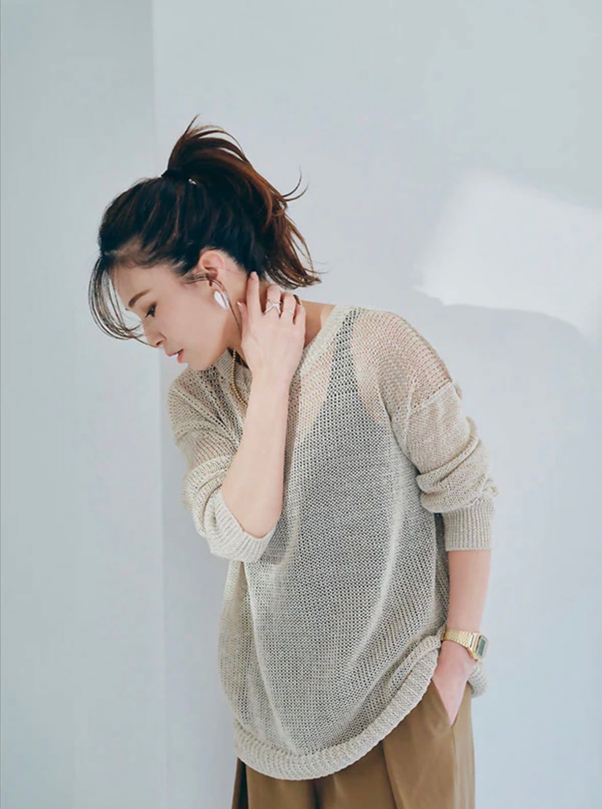 ANIECA 】Sheer Low Gauge Knit | valance 福井｜レディース セレクト