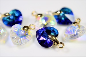 【C548】金具装着済みハートガラス サンキャッチャー 2個