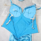 ボディコン コズドレ KOZdre KOZYA ドレス ワンピース ブルー系 シルバー系 水色 ランウェイモデル パーティ 発表会 練習 レッスン 大人可愛い スリット ロング丈 きれいめ フォーマル レッスンウェア シルバー装飾 光沢