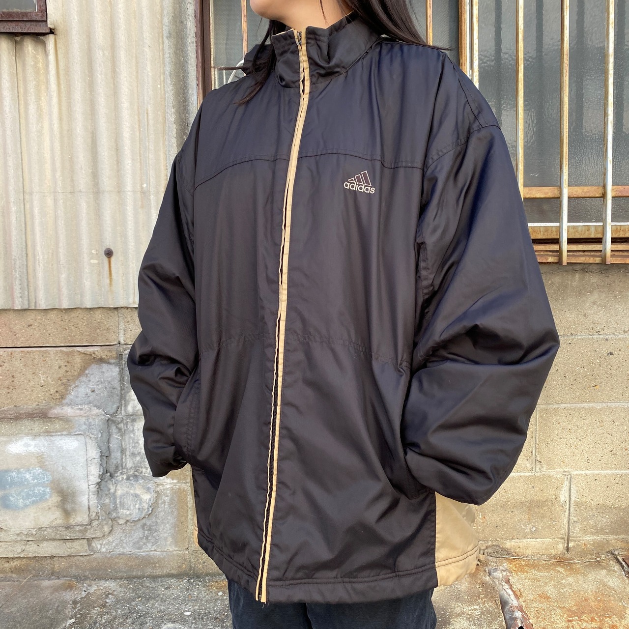 00年代 adidas アディダス キルティングライナー 中綿 ナイロン 