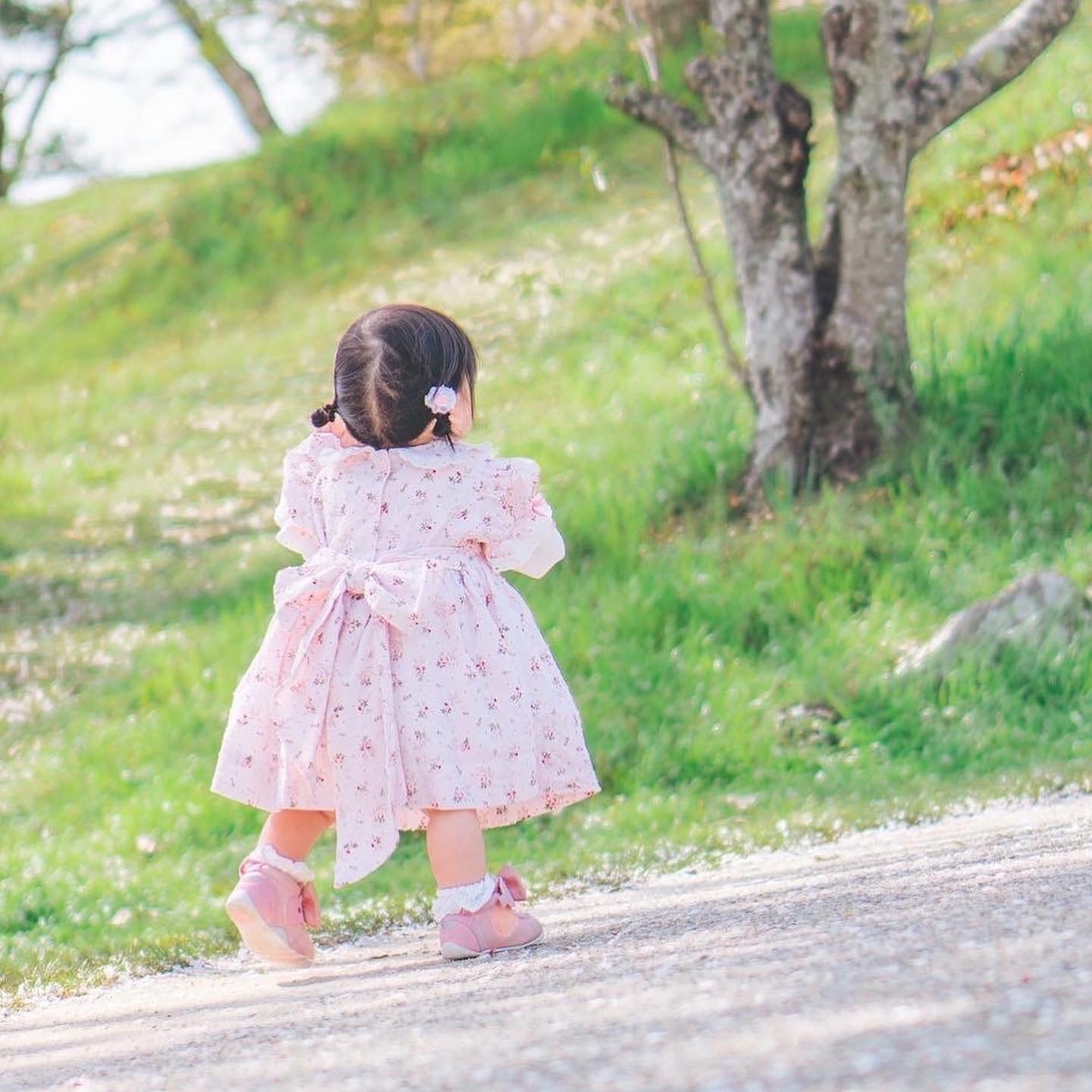 在庫140/スモッキングワンピース ベビーピンク&ローズ | Heart spring