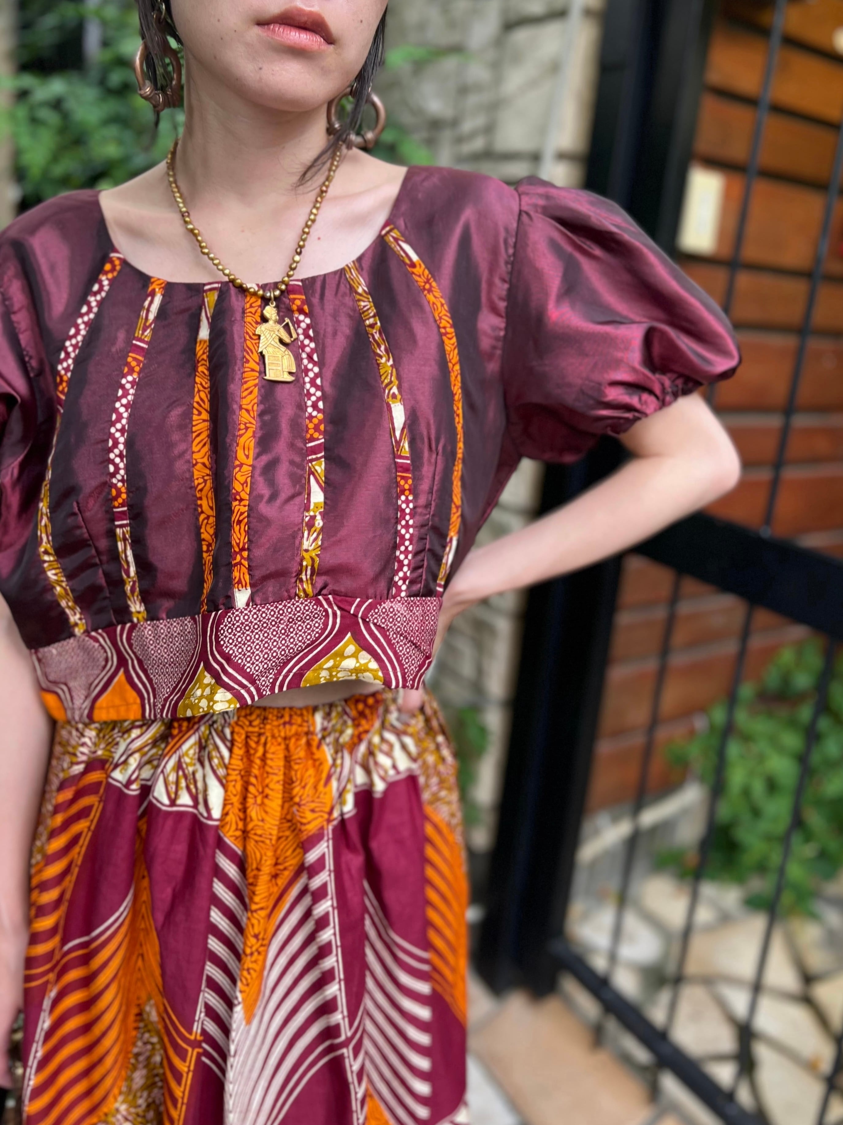 Vintage african batik cotton poly set up ( ヴィンテージ アフリカン