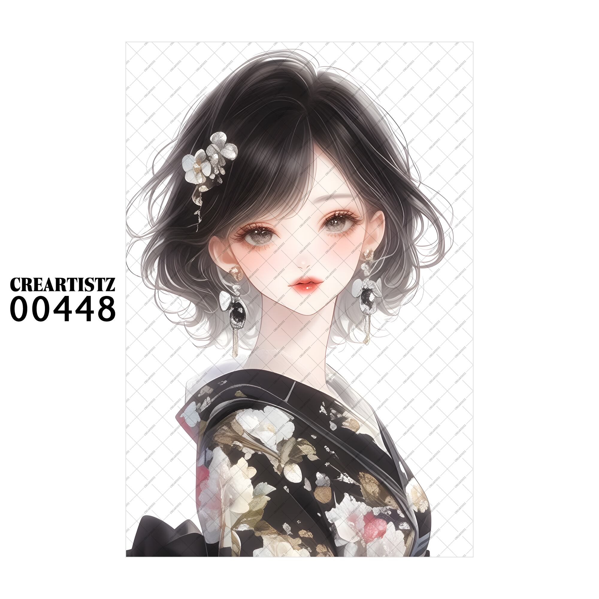 00448 ガール キュート オリジナル ペーパー/ステッカー 4枚セット CREARTISTZ