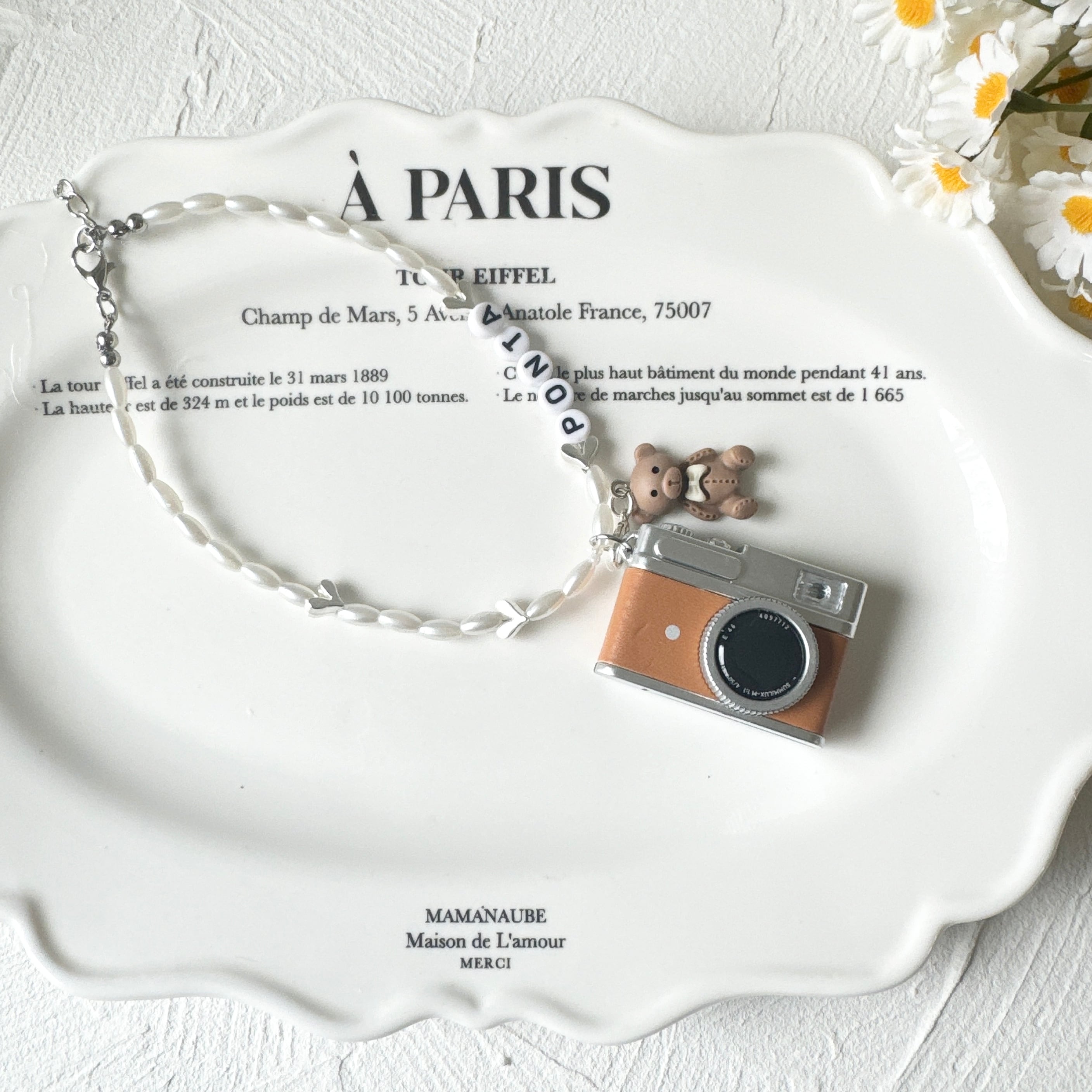 カスタムお名前入りブラウンフラッシュカメラ