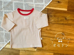 【Aosta】MomentボーダーリブTシャツ レッド 70~100cm