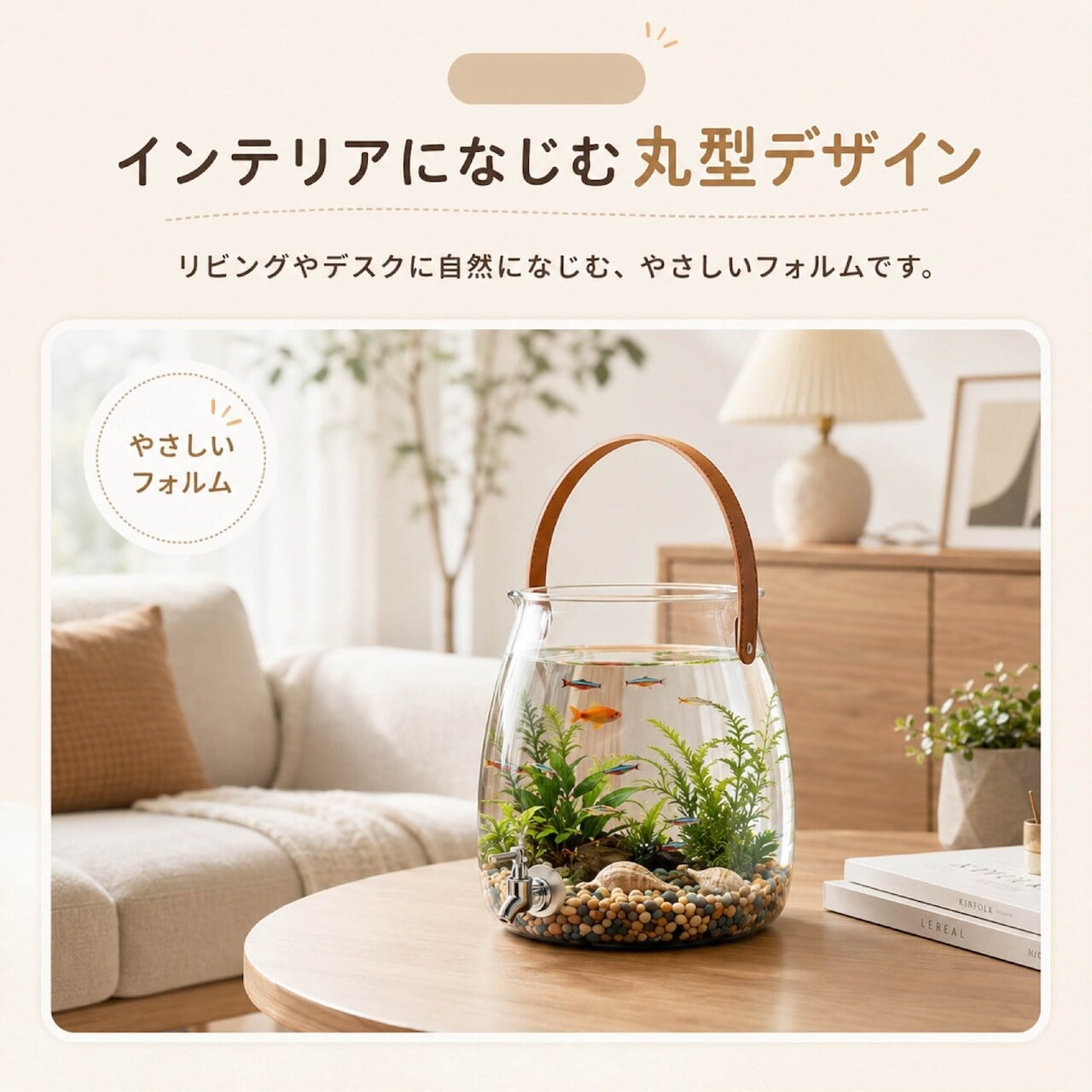 B63.排水口付き 卓上アクアリウム 水槽 小型水槽 透明 PET クリア 3.2L