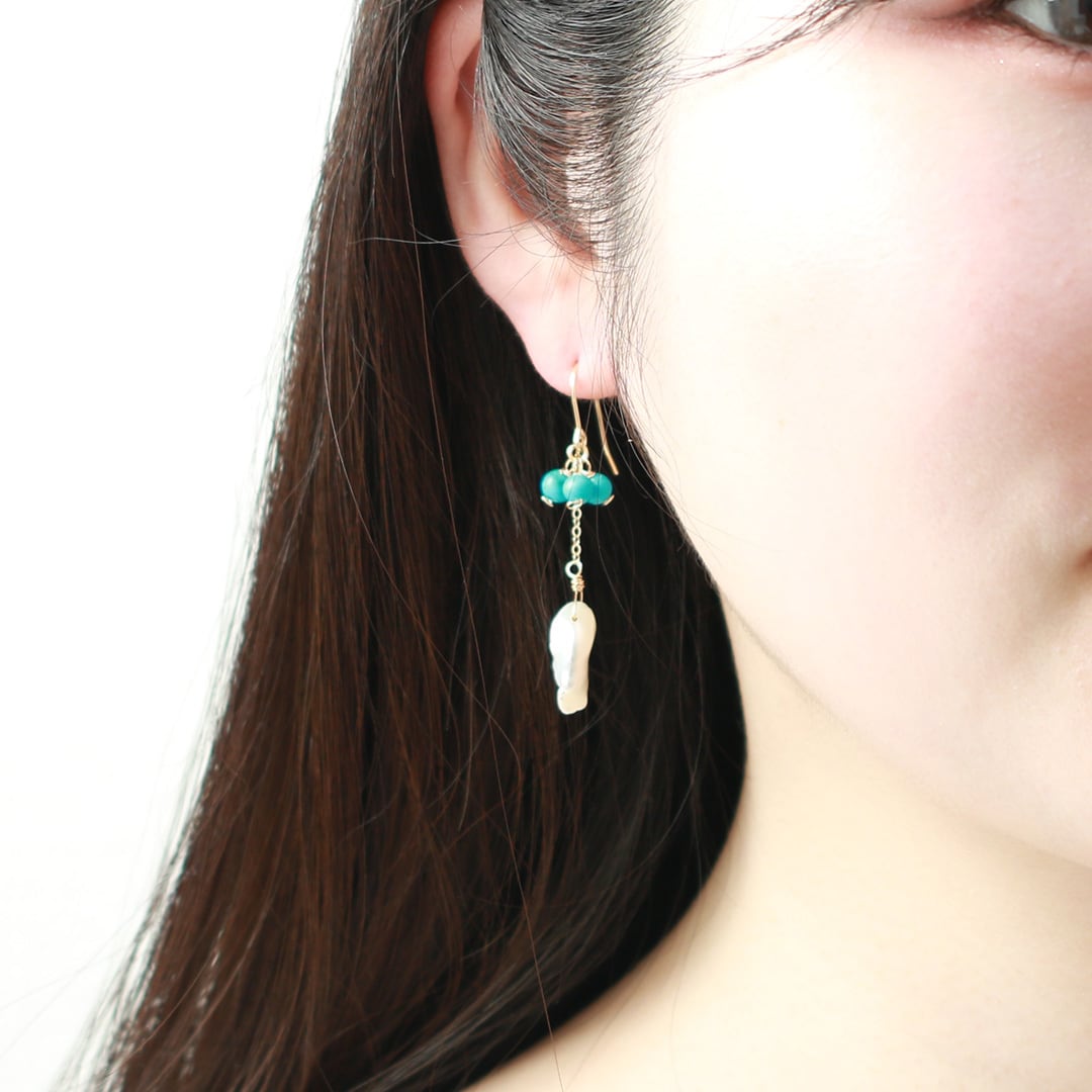 k14gf turquoise flowerpearl ピアス mm1248 | 【MeiNu（メイニュウ