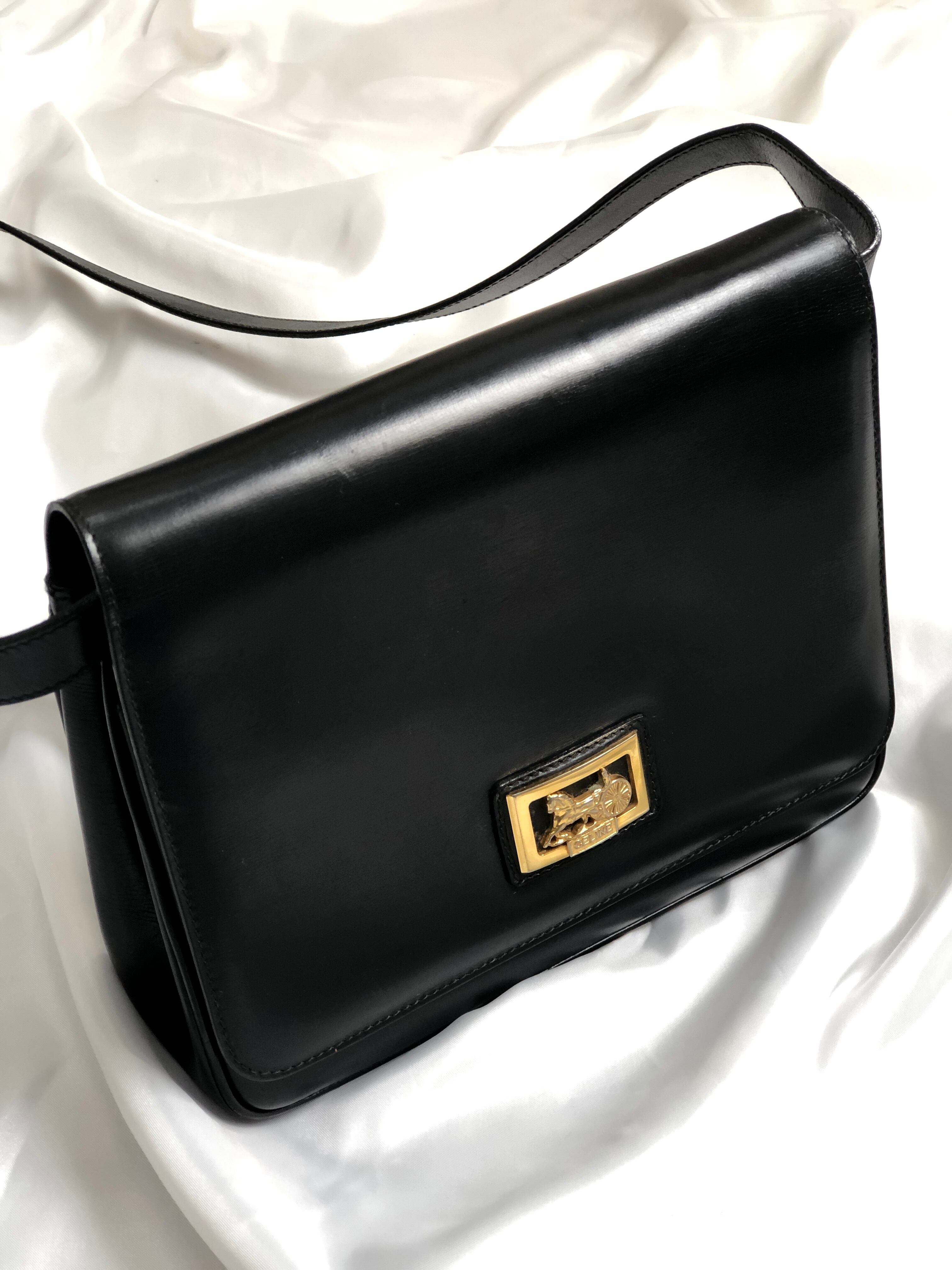 CELINE セリーヌ ショルダーバッグ ホースキャリッジ スクエア ブラック-