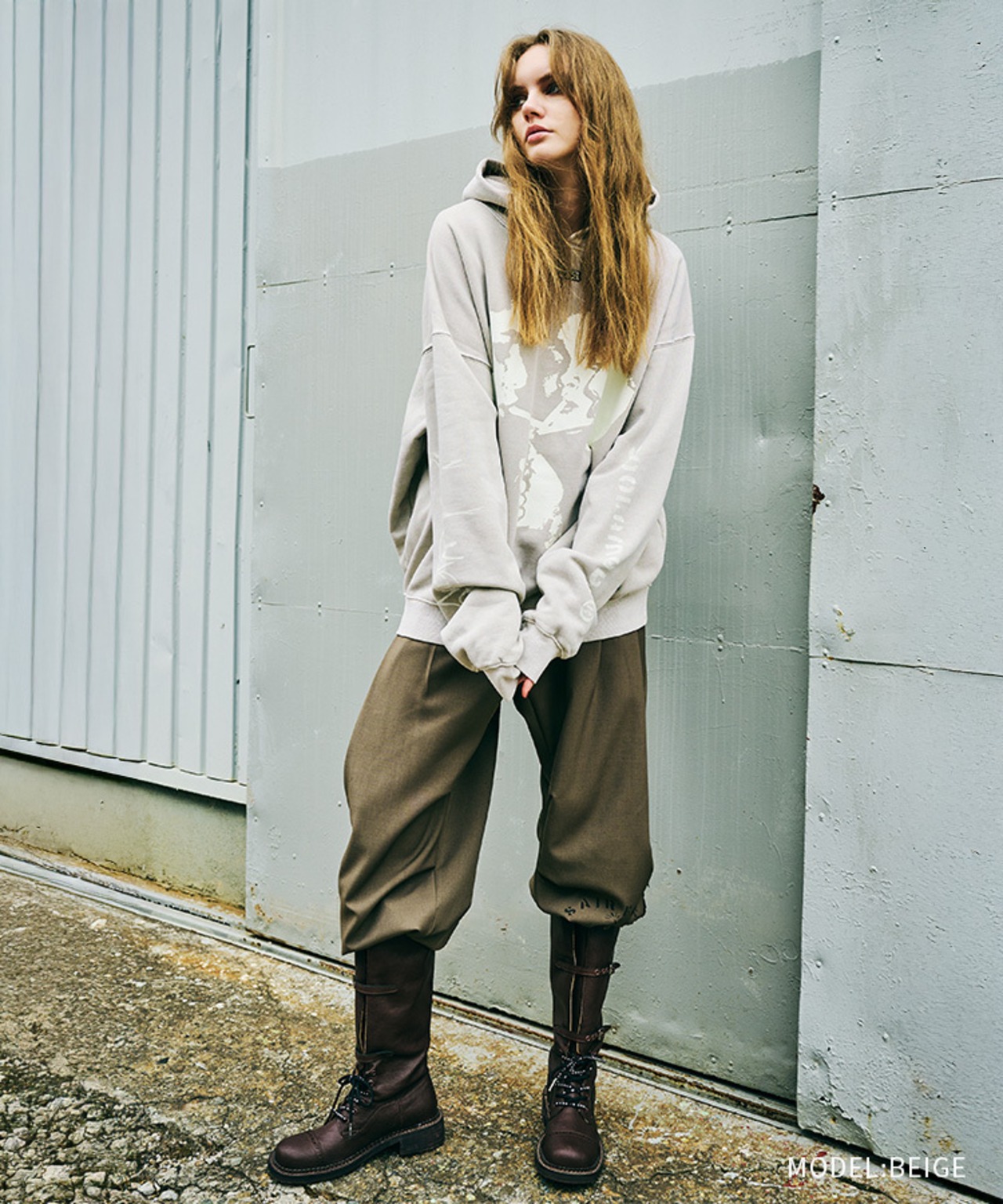 ピグメントプロセスプリントルーズフーディー (BEIGE) CQ-47093