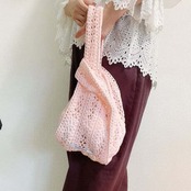 [Pattern] シェル編みのストライプメッシュバッグ