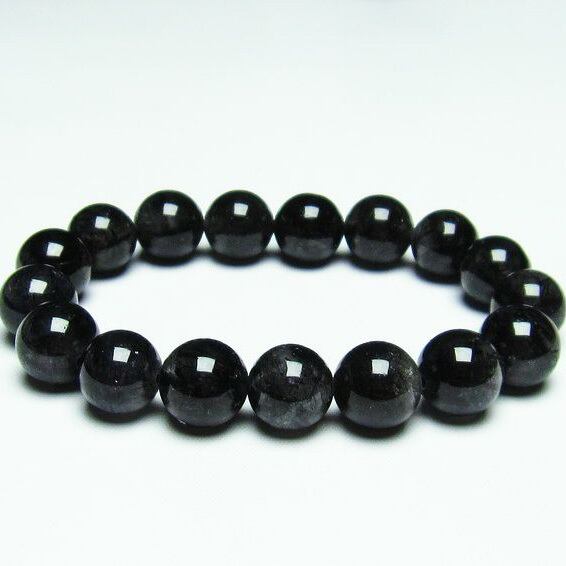 ブラックルチルクォーツ ブレスレット 12mm トルマリンインクォーツ トルマリンクォーツ 黒針 ブレス 一点物 メール便送料無料 [M便 1/10] 111-20062