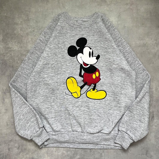 ディズニー スウェット 古着 80s USA製 ミッキー L グレー 17742
