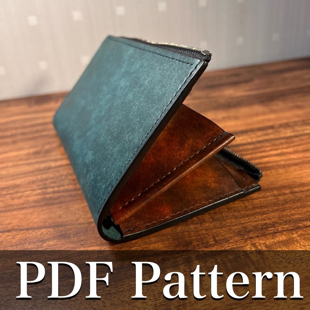 L字ファスナーミドルウォレットの型紙 / P-No.2 | Maju T works