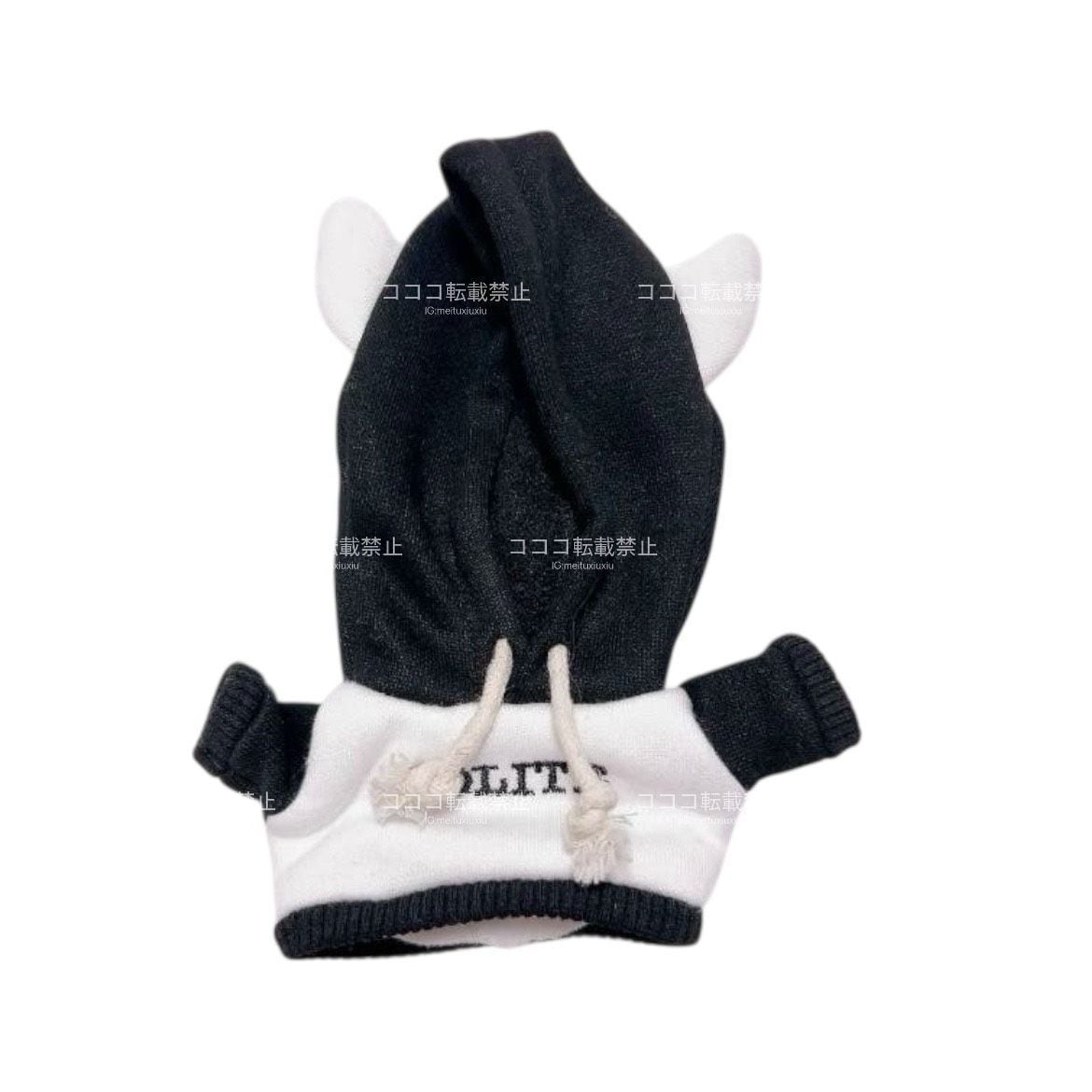 10cm】 ぬい服 かわいい 黒色のうさ耳 レース ポンチョ ツノ付き