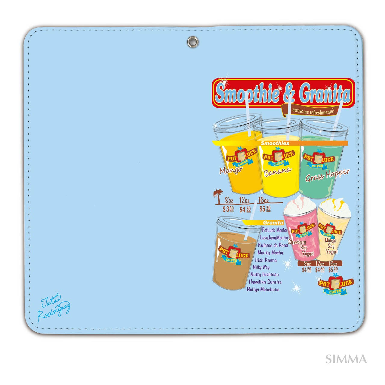 Tatsu Rodoriguez（タツ ロドリゲス）手帳型ケース【Potluck Coffee】