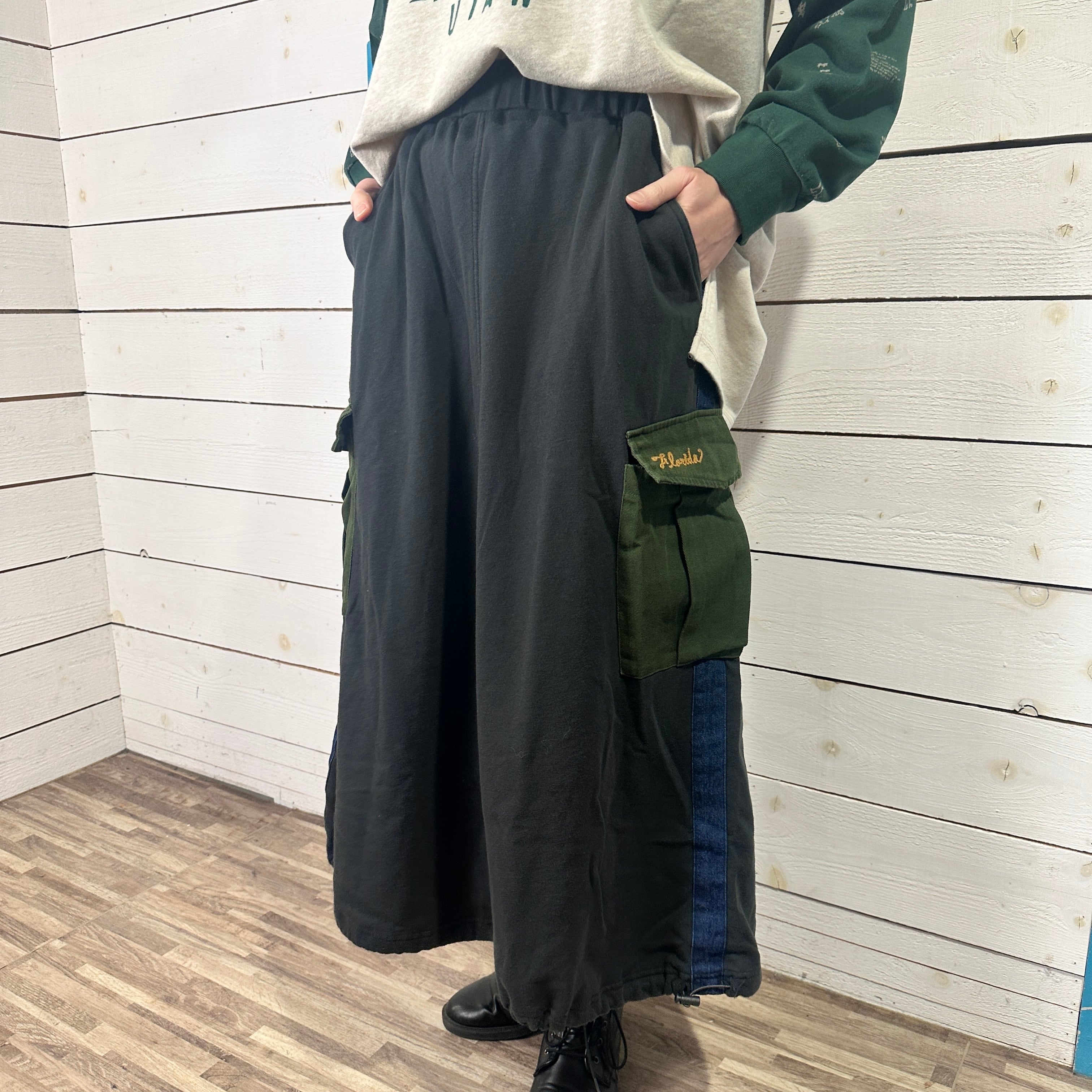 ミニ裏毛スウェット素材カーゴスカート　2462　フリーサイズ　ウエストゴム