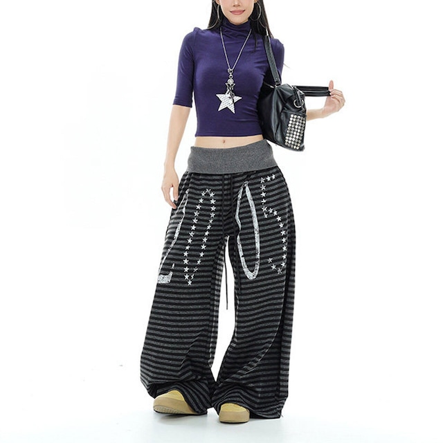スタープリントボーダーワイドパンツ 2col R02799