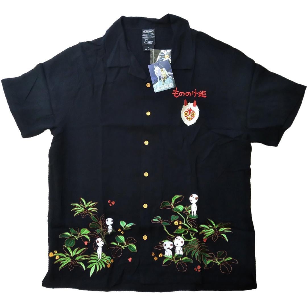 もののけ姫 シャツ 黒 刺繍 スタジオジブリ アニメ 海外公式 | GOLD  