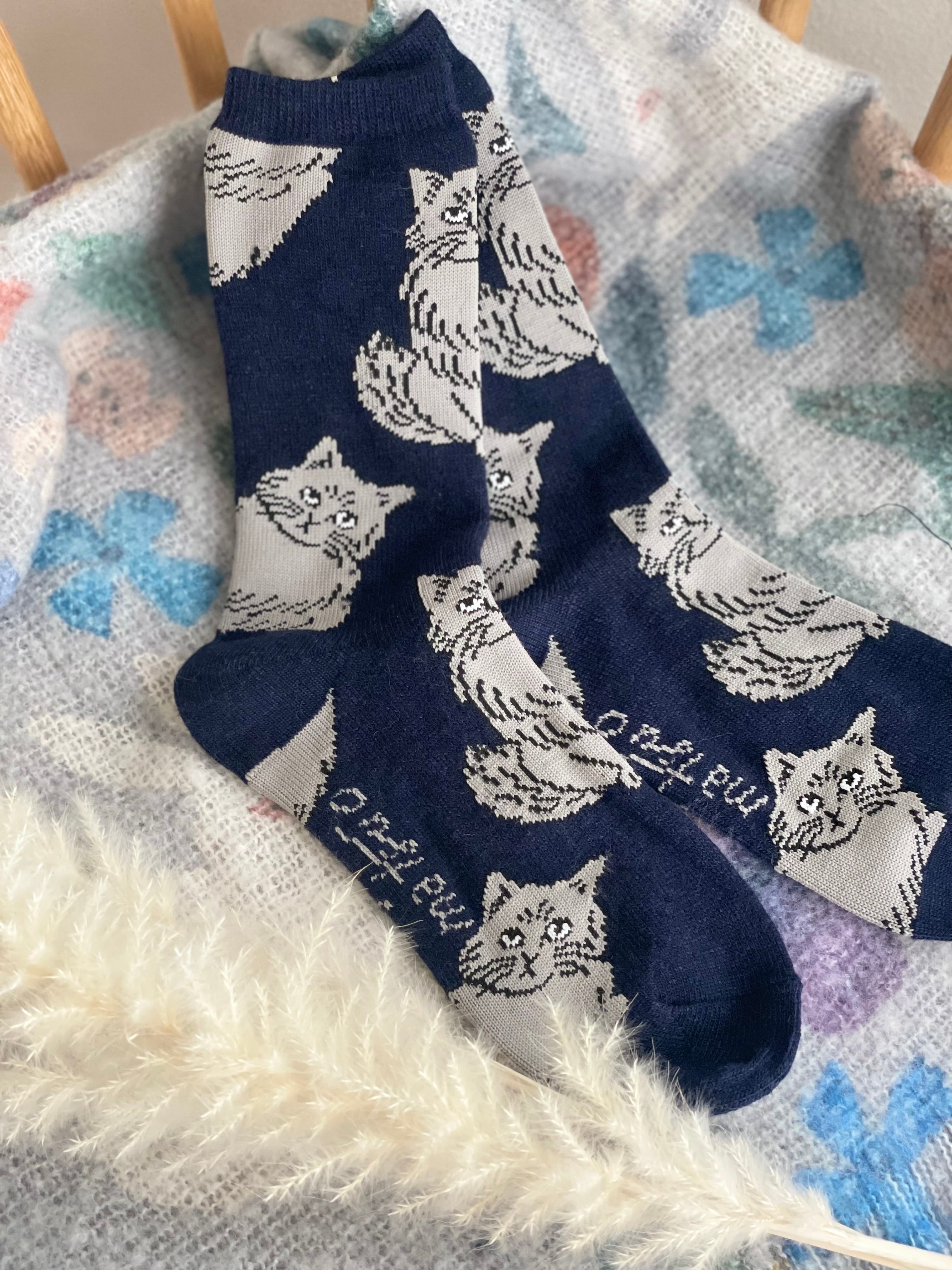 松尾ミユキ Wool Blend Socks《Chloe》ネイビー | 暮らし道具と服のお