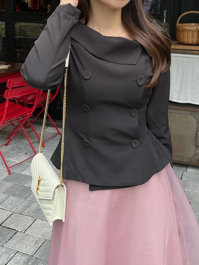 ballerina neck double blouse  / 2color