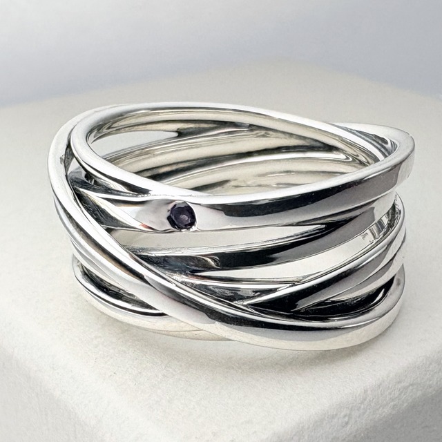 【セカンド・シリアル（#002）】【限定誕生石シリアル入り】レイヤードリング（14号/アメジスト） ACR0277LTD Layered ring (Size 14 / Amethyst) シルバーアクセサリー Silver Jewelry Brand