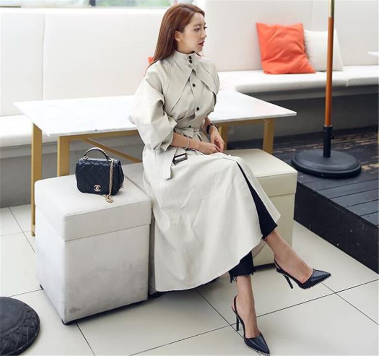 女性 個性 トレンチコート スリムフィット カジュアル 中・長セクション コート