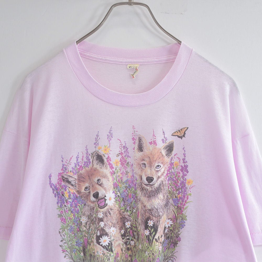 80s アメリカ製 SCREEN STARS アラスカ オオカミ プリント Tシャツ ヴィンテージ アニマル 狼 ウルフ ビンテージ USA古着 メンズXLサイズ