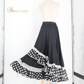 フラメンコ 衣装 prima boutique プリマブティック ファルダ スカート ブラック系 ホワイト系 黒 白 ボランテ フリル 水玉 ドット ダンス パーティ 発表会 レディース 舞台衣装 ステージ衣装 発表会衣装 ダンス衣装