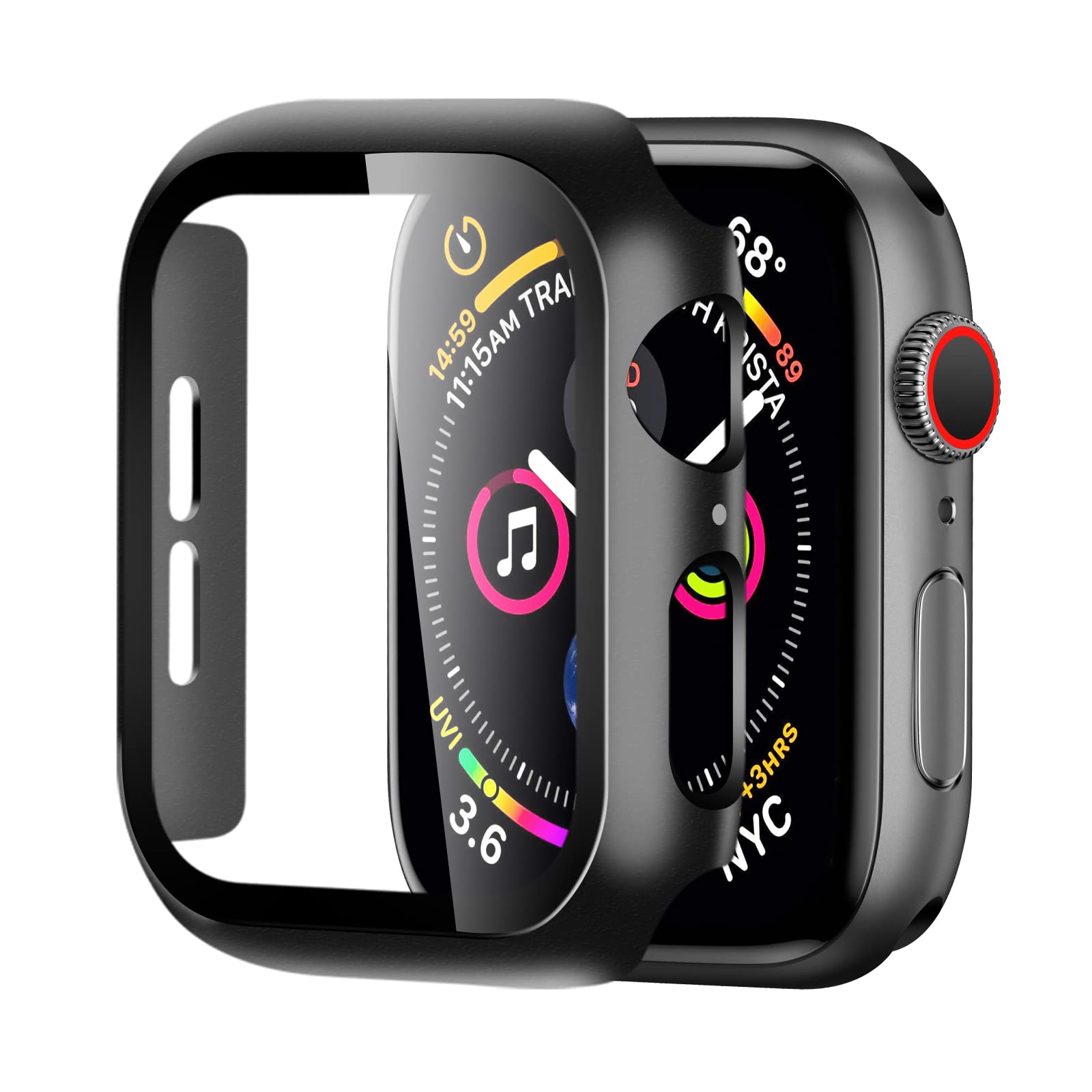 【在庫のみ】Apple Watch ケース 44mm 対応 アップルウォッチ カバー 一体型 Apple Watch カバー 全面保護 二重構造 アップルウォッチ ケース PC素材 日本旭硝子材 キズ防止 軽量 強化ガラス Apple Watch Series SE2/SE/6/5/4 アップルウォッチSE2/SE/6/5/4 対応(44mm,ブラック)