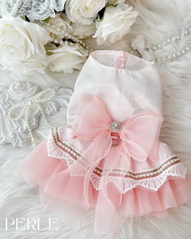 Baby pink satin pet dress