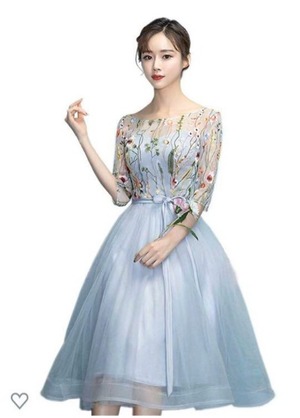 送料無料 未使用 発表会 舞台衣装 結婚式 演奏会 トレンド 花柄 チュ－ル ミディアム フォ－マル ドレス 9号 M [OPN2898]