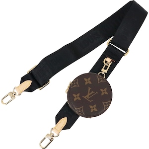 New LOUIS VUITTON ルイヴィトン ショルダーストラップ J02487 モノグラム コインケース付き ナイロン ノワール 新品