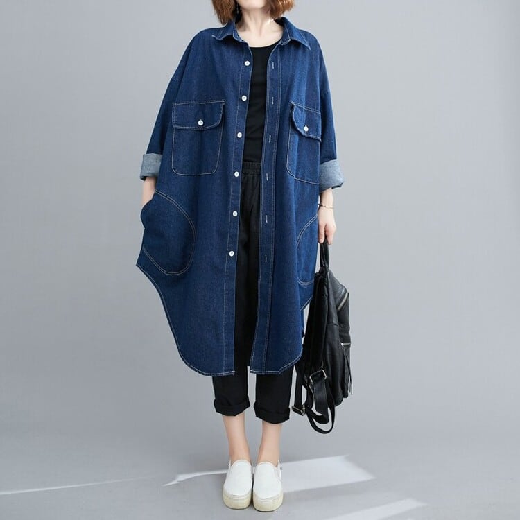 コクーンデニムロングシャツ11155