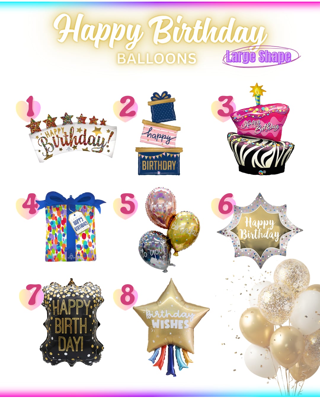 【Luxuryシリーズ】選べるデザイン Large Shape Happy Birthday