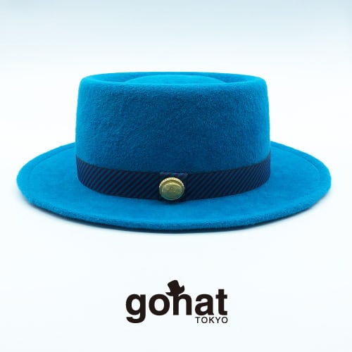 Rabbit fur velour PORKPIE HAT / ターコイズ ブルー 青 帽子 ハット