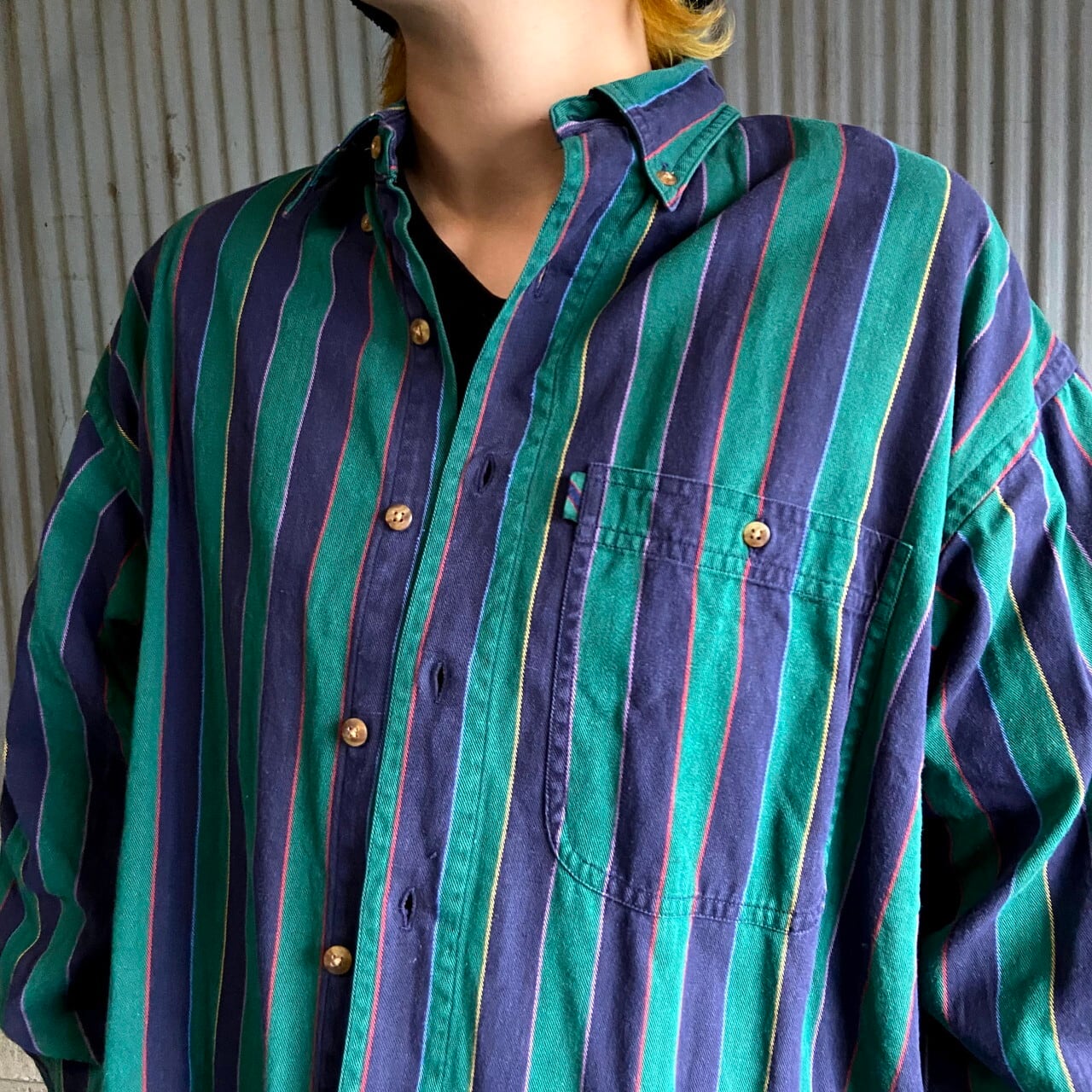 90年代 COLOURS by ALEXANDER JULIAN 長袖 マルチストライプシャツ