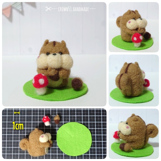 リスさん 秋の飾り ハンドメイド羊毛フェルト 受注制作 Crown51shop