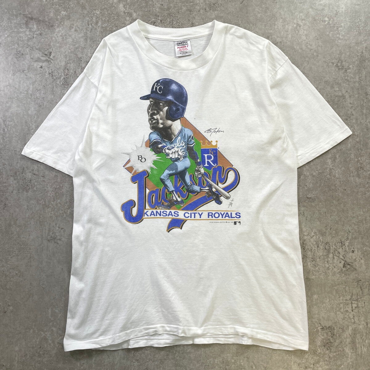 80年代 USA製 MLB Kansas City Royals Bo Jackson プリントTシャツ 