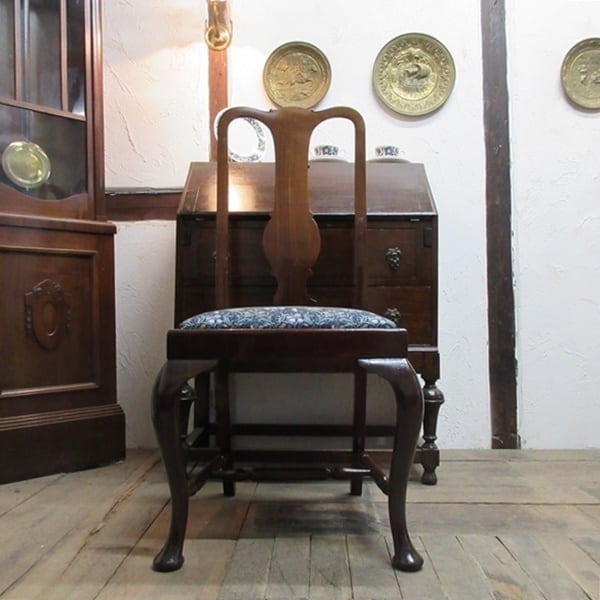 イギリス アンティーク 家具 クイーンアンチェア 猫脚 椅子 英国 4041e