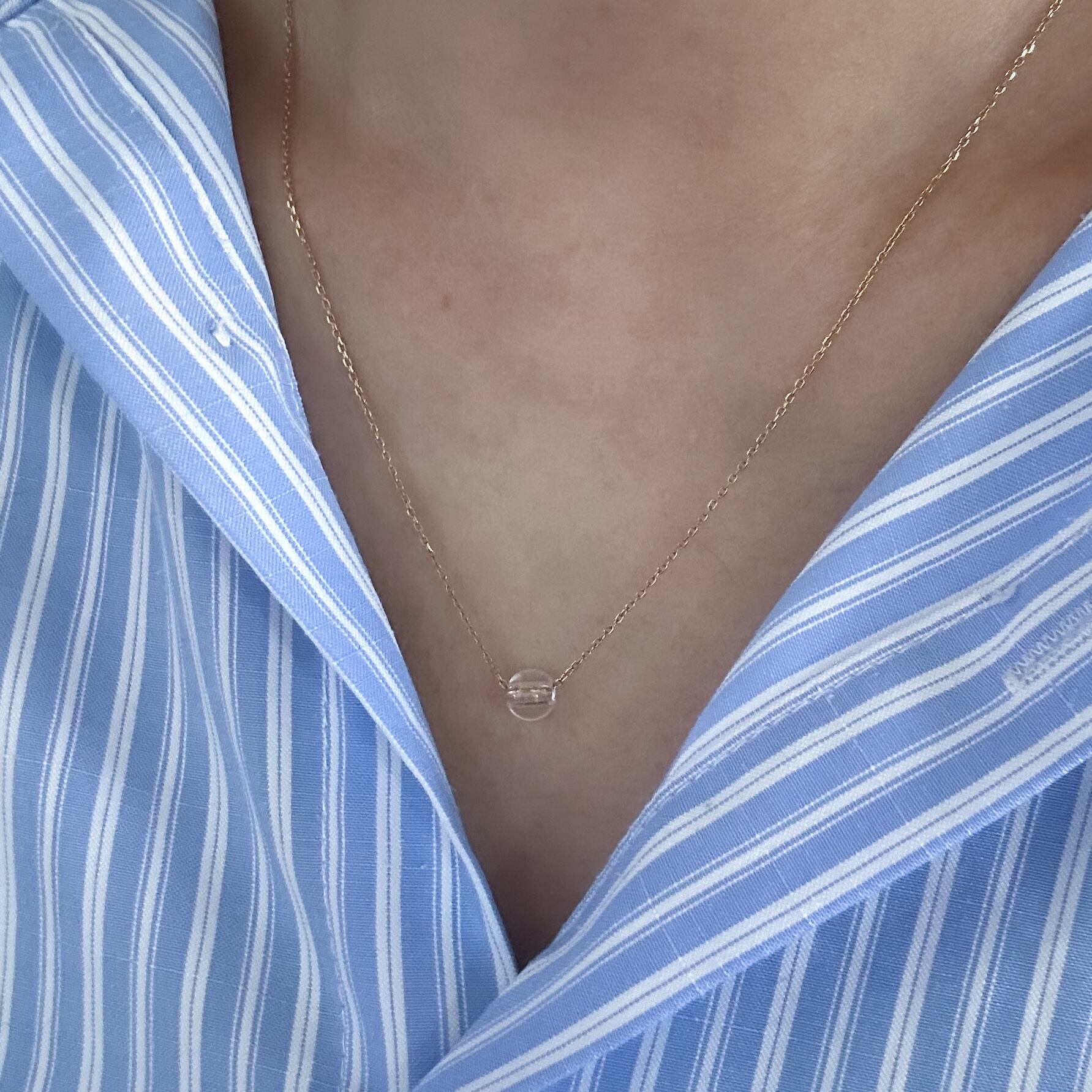 クリスタルネックレス レスポンスチェーン 長さ調整可 ステンレス