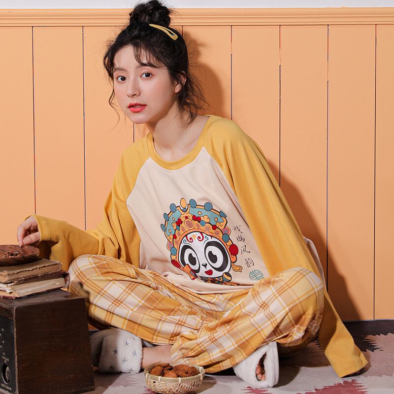 惜梦妮シリーズ チャイナ風パジャマ セットアップ 部屋着 コットン M L Ll 3l カートゥーン イエロー Elegant 惜梦妮シリーズ チャイナ風パジャマ セットアップ 部屋着 コットン M L Ll 3l カートゥーン イエロー Elegant