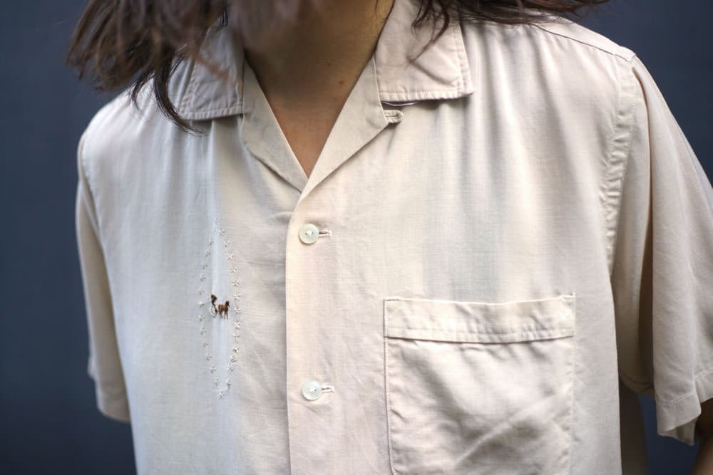 トップス 1960's USA Rayon open collar shirt Palm Springs] Vintage S/S Open Collar Rayon Shirt [1960s